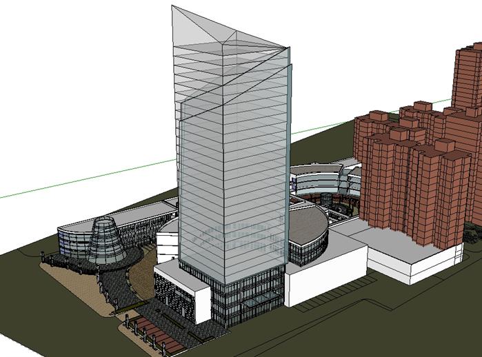商业综合体墅建筑设计方案鸟瞰图(2)