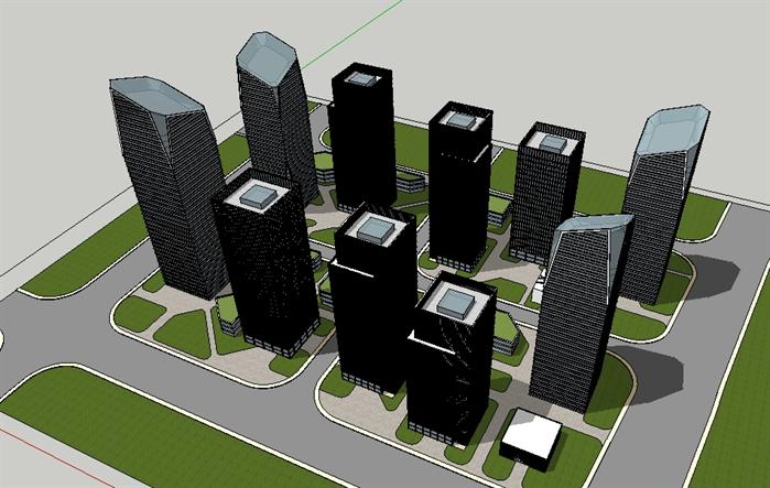 城市商业综合体建筑设计方案鸟瞰图(3)