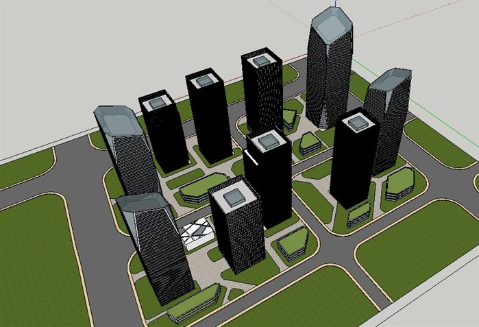 城市商业综合体建筑设计方案鸟瞰图(4)
