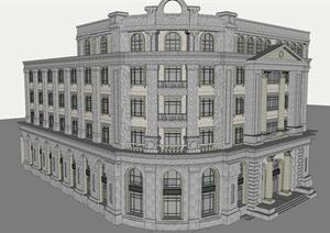 某民国风格办公大楼建筑方案设计SU(草图大师)模型