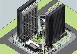 现代风格商都广场建筑设计方案SU(草图大师) 模型
