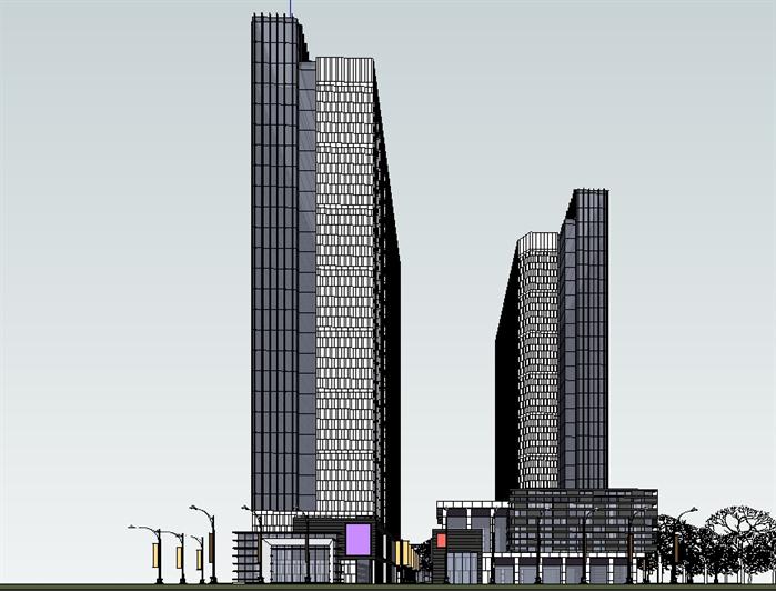 现代风格商都广场建筑设计方案效果图(2)