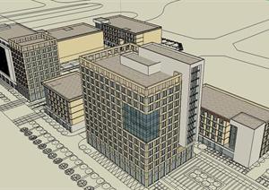 新古典办公中心建筑设计方案SU(草图大师)模型