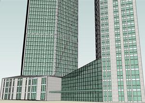 商务中心高层综合体建筑设计方案SU(草图大师)模型