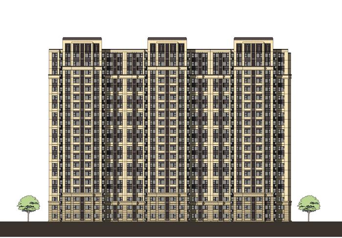 简约新古典临街商住建筑设计方案su模型(1)