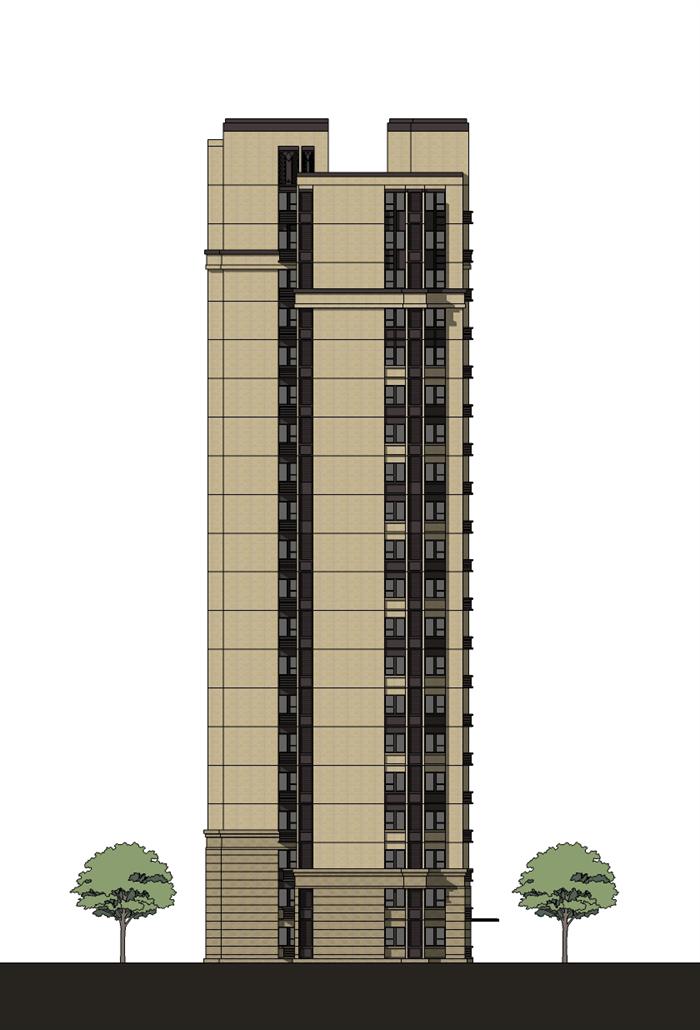 简约新古典临街商住建筑设计方案su模型(2)