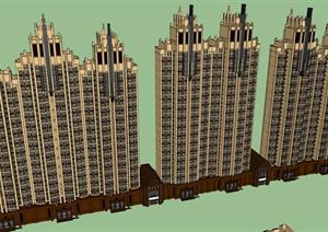 高层住宅公寓建筑设计方案SU(草图大师)模型