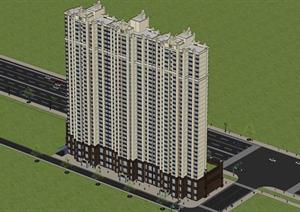 某欧式商住楼建筑方案设计SU(草图大师)模型