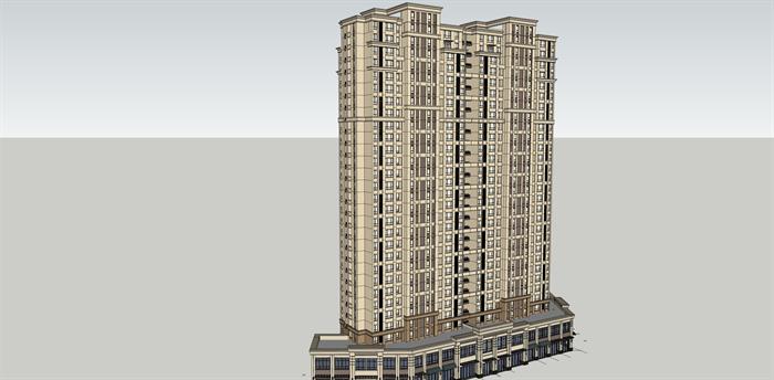某新古典风格高层裙楼商业项目建筑方案设计SU模型
