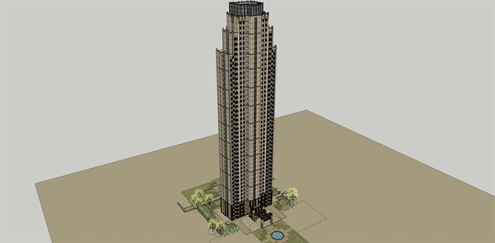 某现代风格150米超高层住宅建筑方案设计SU模型