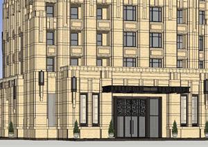 万科新古典超高层公寓建筑设计方案SU(草图大师)模型