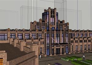 新古典欧式小区大门建筑设计方案SU(草图大师)模型