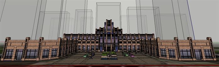 新古典欧式小区大门建筑设计方案正视图(2)
