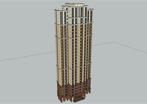 某个新古典住宅楼建筑方案设计SU(草图大师)模型（不含景观）
