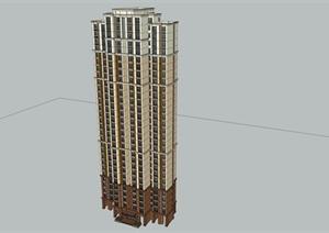 某新古典风格的高层住宅楼建筑方案设计SU(草图大师)模型