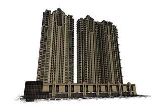 新古典商住综合小区建筑设计方案SU(草图大师)模型