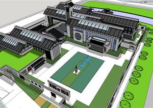 某新中式会所和艺术馆建筑设计方案SU(草图大师)模型