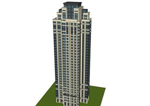 某新古典住宅楼建筑设计方案SU(草图大师)模型
