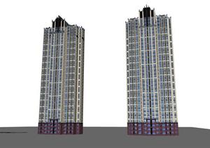 某新古典高层住宅楼建筑方案设计SU(草图大师)模型