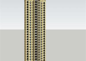 某新古典风格高层住宅建筑方案设计SU(草图大师)模型