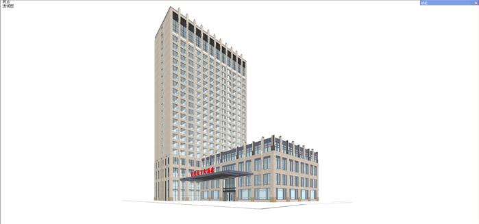 某新古典巴陵天下大酒店建筑方案设计SU模型视角2