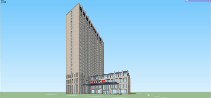 某新古典巴陵天下大酒店建筑方案设计SU模型视角3