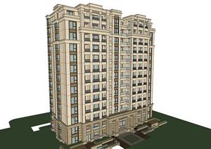 某新古典公寓建筑方案设计SU(草图大师)模型