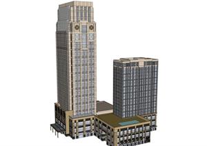 某新古典高层酒店建筑方案设计SU(草图大师)模型