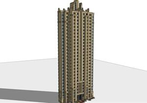 Art Deco住宅公寓建筑设计方案SU(草图大师)模型