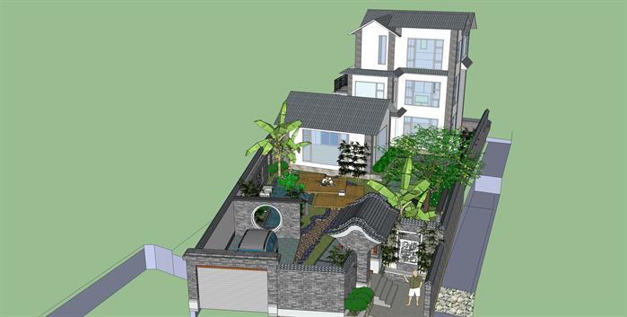 某大理民居别墅建筑方案设计SU模型