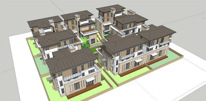 某东南亚风格别墅群建筑方案设计SU模型