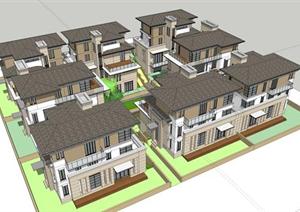 某东南亚风格别墅群建筑方案设计SU(草图大师)模型