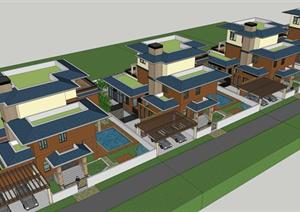 某东南亚独栋别墅建筑方案设计SU(草图大师)模型