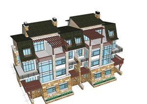 花园洋房别墅建筑方案设计SU(草图大师)模型