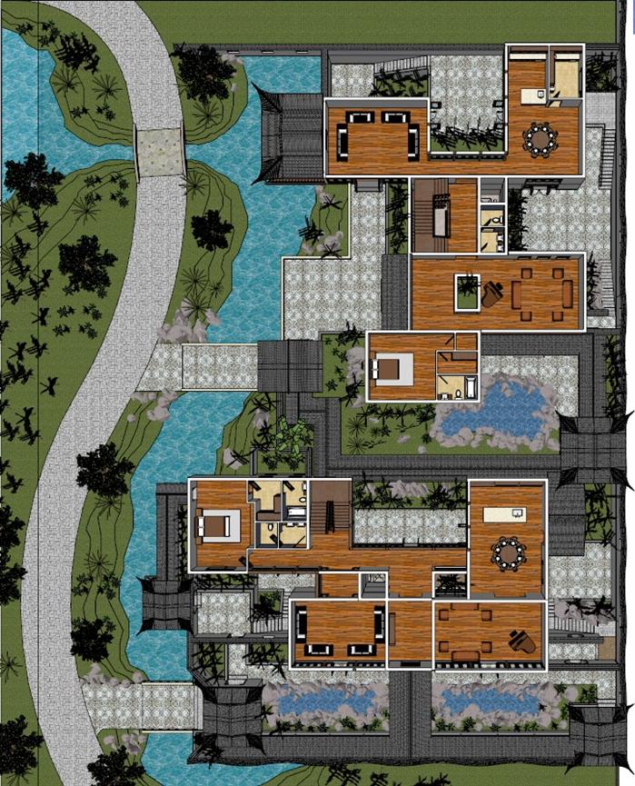 某苏式园林别墅方案建筑方案设计SU模型视角2