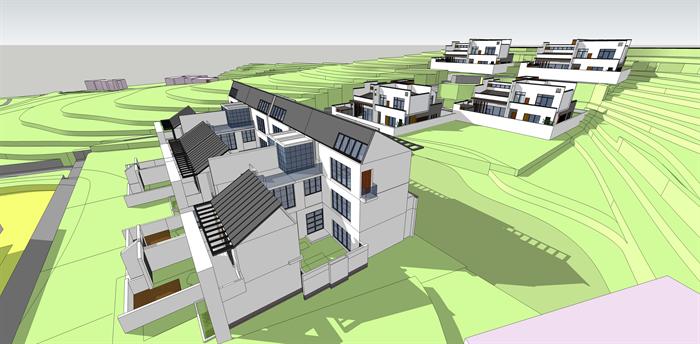 某新中式别墅建筑方案设计SU模型视角1