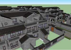 某新中式风格别墅院落群建筑方案设计SU(草图大师)模型