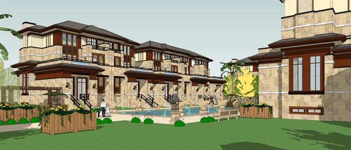 东南亚风格排屋别墅SketchUp精美设计模型(2)