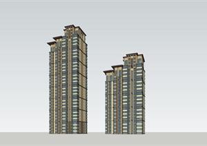 某高层住宅建筑设计SU(草图大师)模型