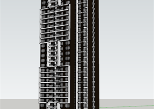 现代风格高层住宅建筑方案SU(草图大师)模型
