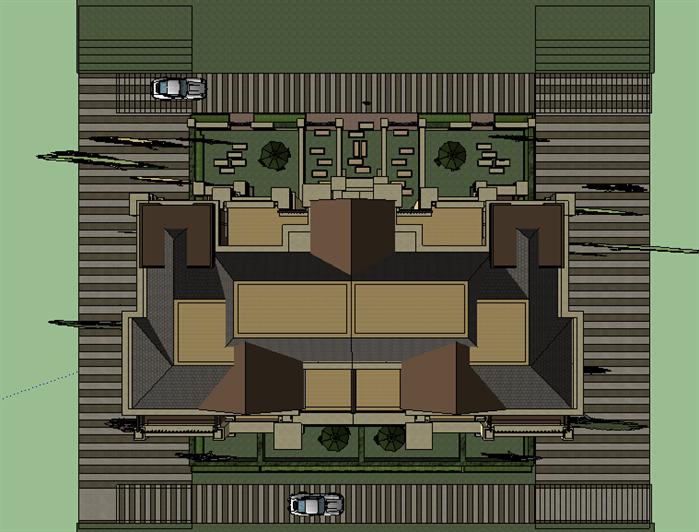 欧陆式多层居住区建筑设计方案顶视图(3)