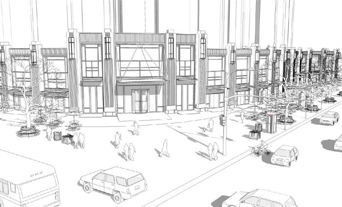 某欧式风格商业街+高层住宅方案设计图（CAD+SU+实景照片）(4)