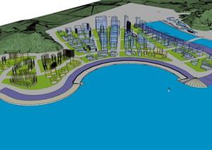 某市滨海建筑景观规划设计图及SU(草图大师)模型