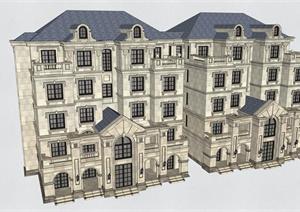法式公寓建筑设计方案SU(草图大师)模型