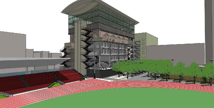 某中学体育场建筑设计方案图全套+SU模型(2)