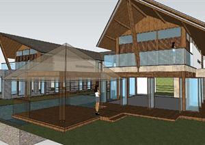 海南某东南亚风格别墅建筑设计方案+户型分析+SU(草图大师)模型
