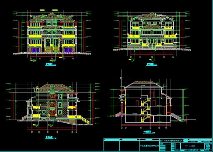 某欧式风格别墅建筑设计详细方案图(3)