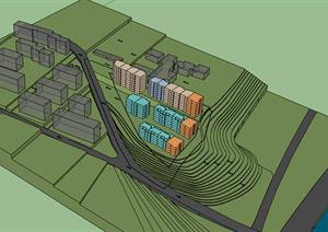 某住宅小区的总体规划地形设计方案SU(草图大师)模型