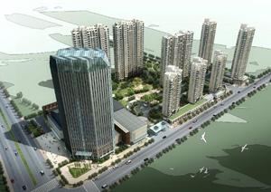武汉某现代风格住宅+办公楼建筑设计方案图（附SU(草图大师)模型）