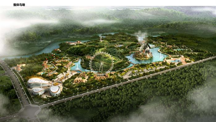 湖北省某地动物园规划设计方案鸟瞰图(1)